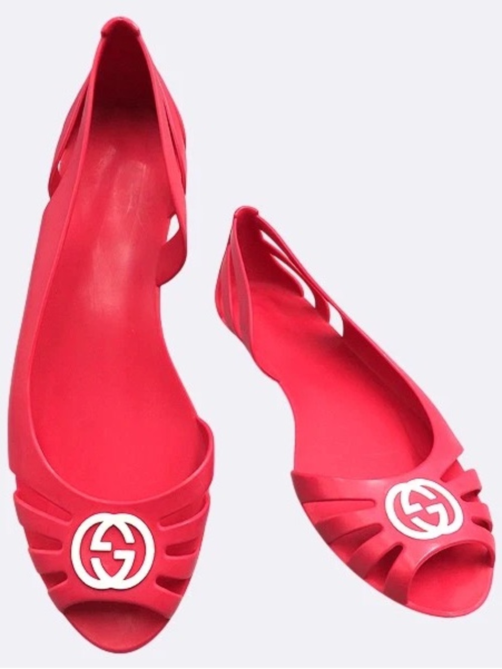Authentic Gucci Rubber Cutout Accent D'Orsay Flats Women's Size: 7